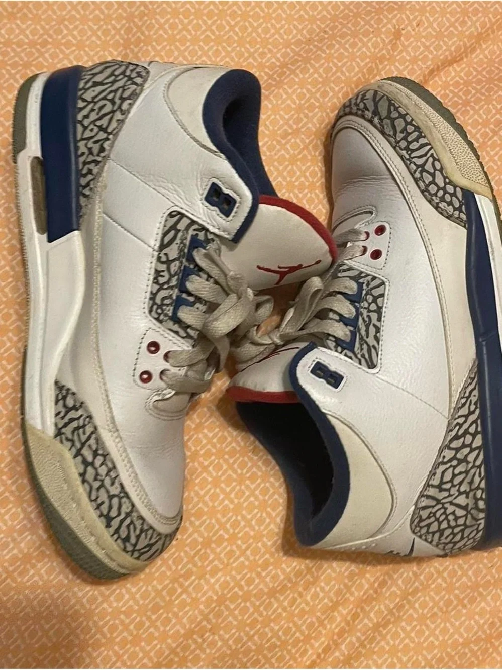 Jordan White Navy Red Elephant Print Sneakers